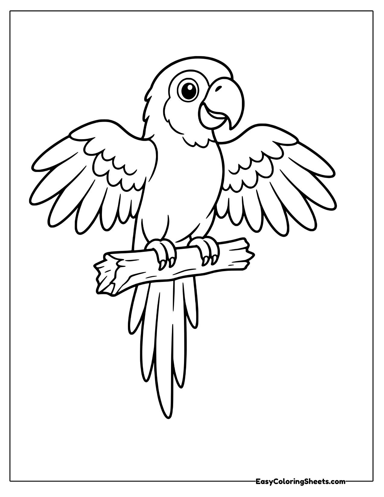 Macaw opening its wings on a branch