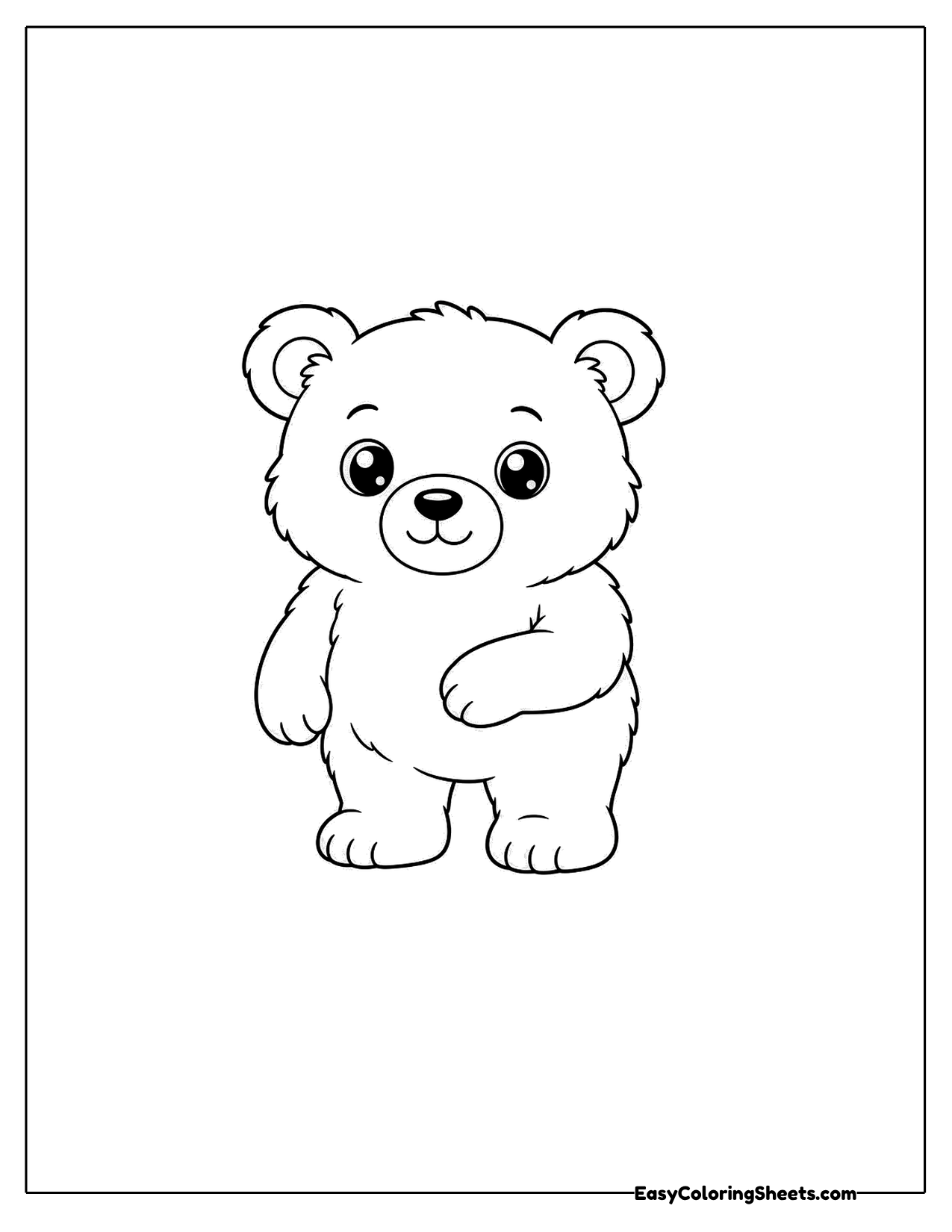 Fluffy bear cub standing
