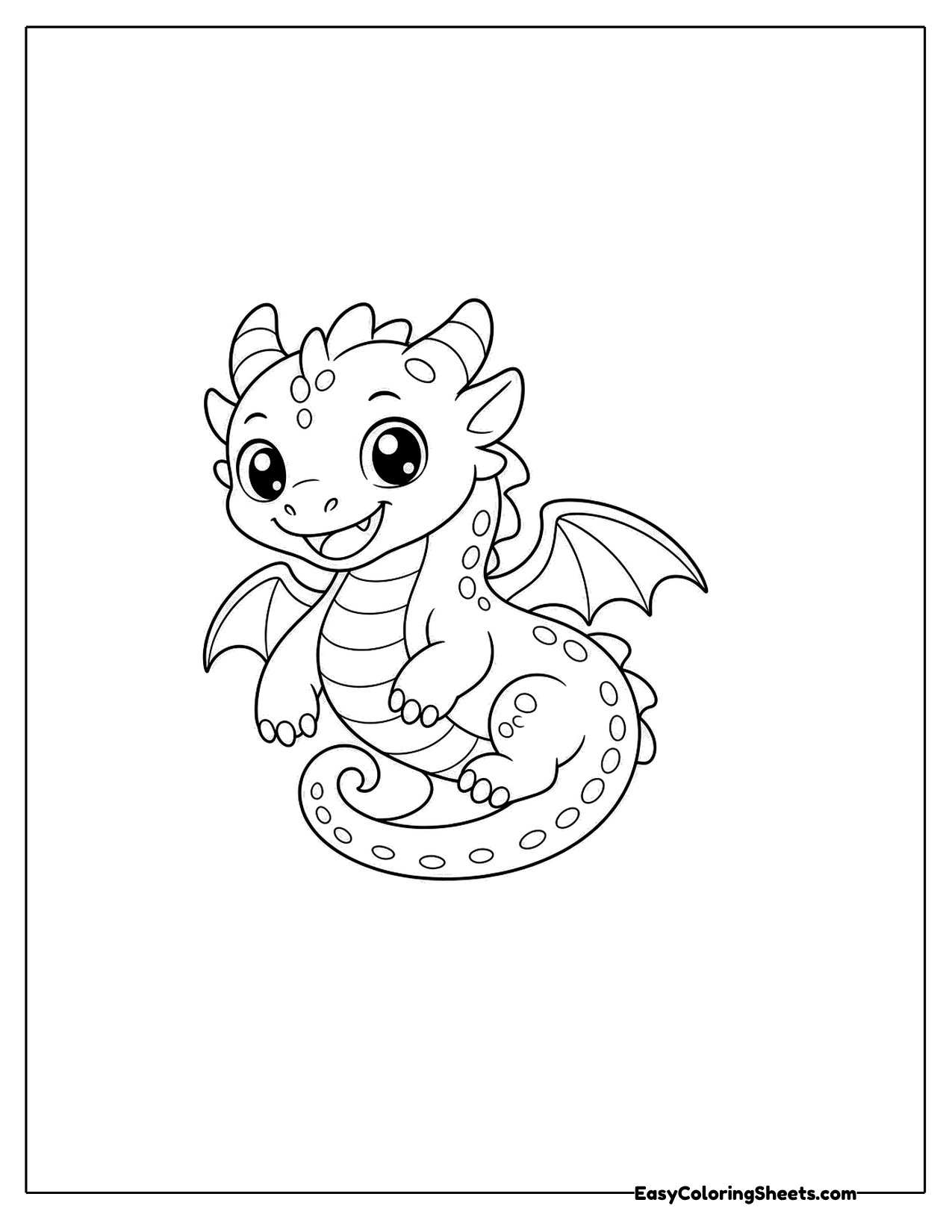 Dragon with a curled spotted tail