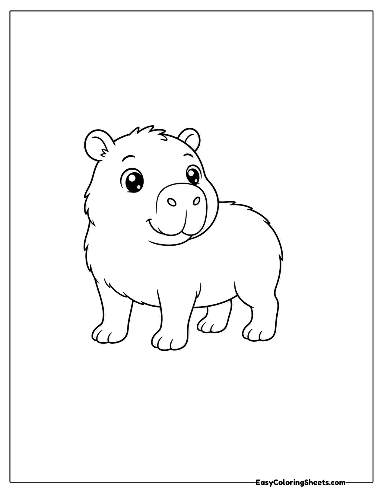 Smiling capybara standing on four legs