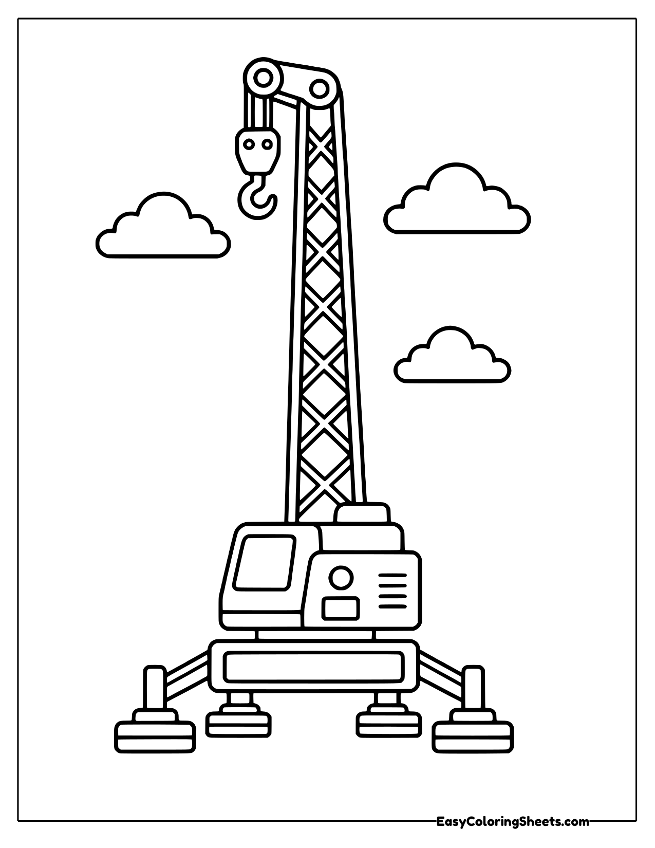 Crane with its boom raised up