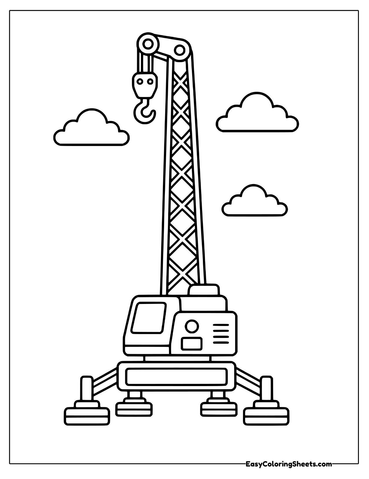 Crane with its boom raised up