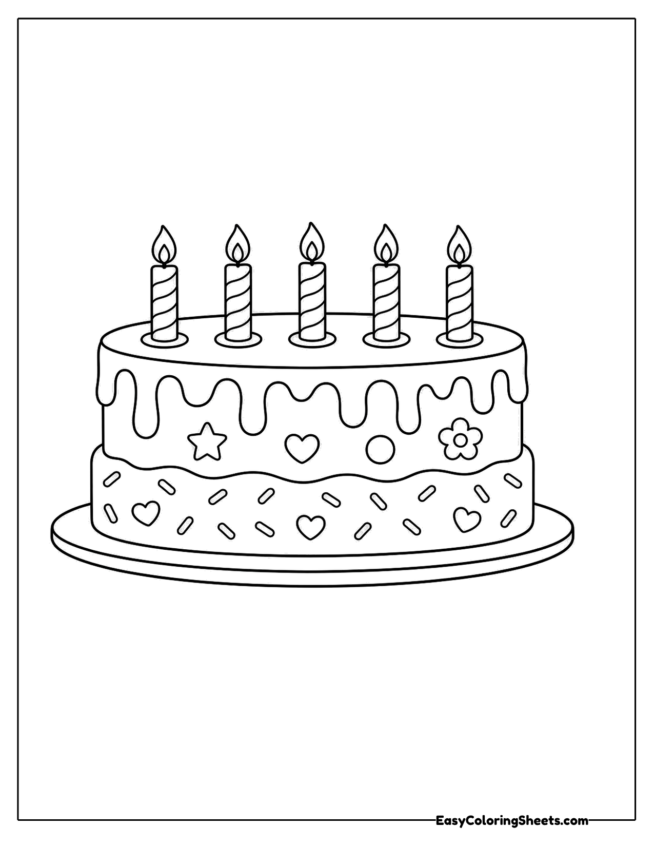 Birthday cake with a row of candles