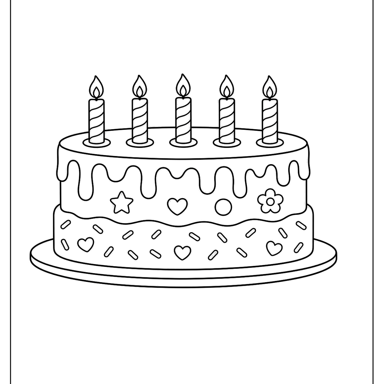 Birthday cake with a row of candles