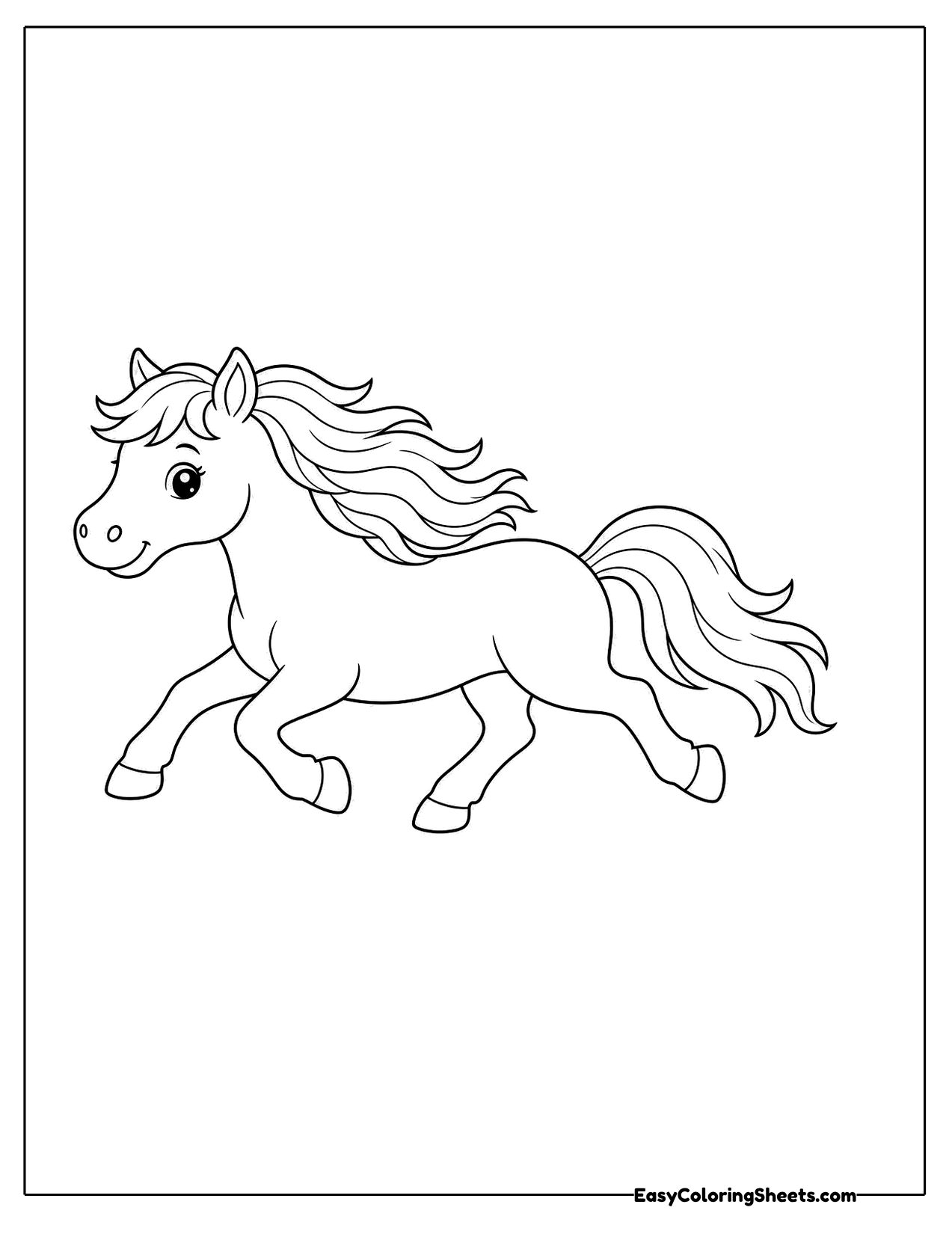 Horse galloping with mane and tail flowing