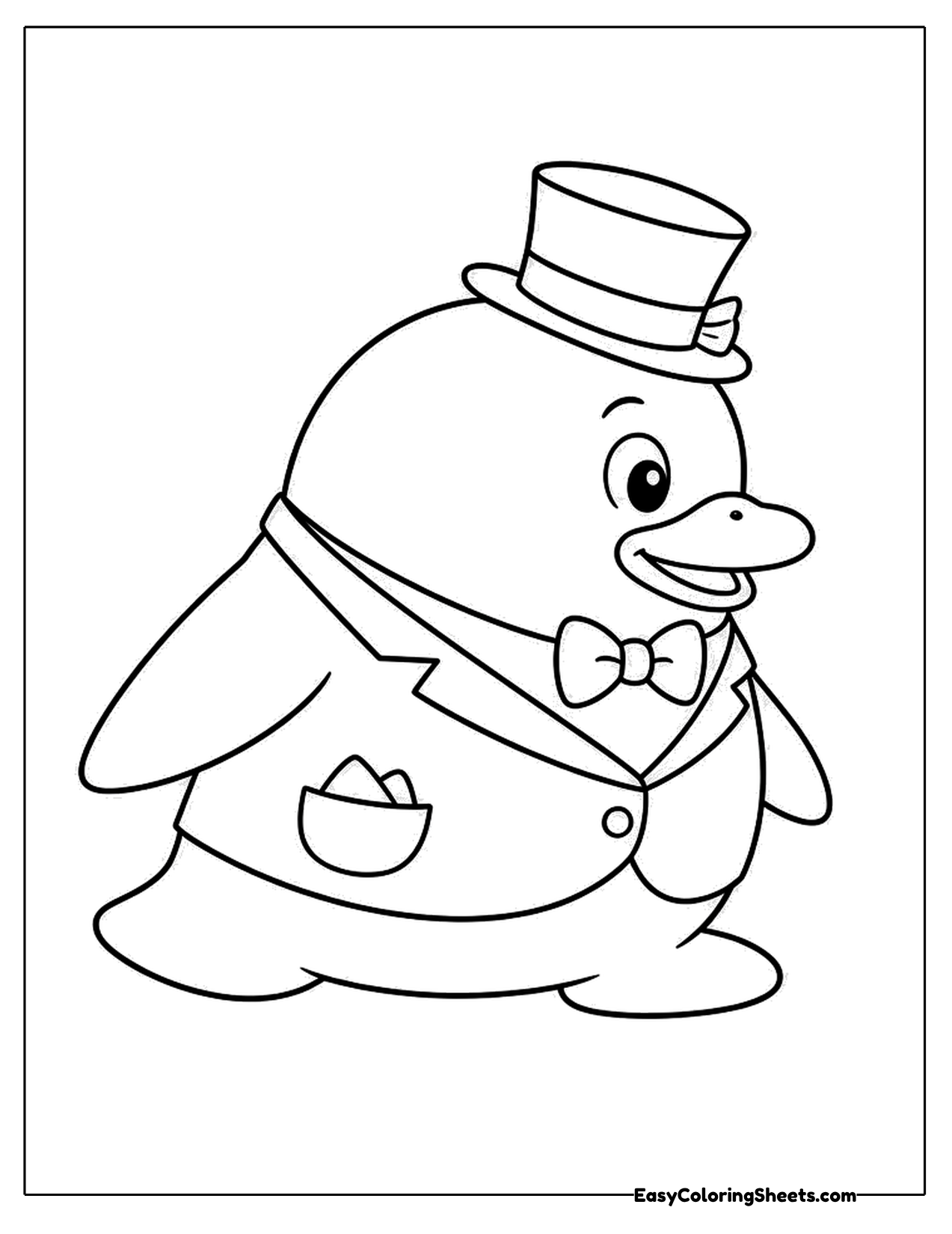 Penguin in a top hat with a pocket square