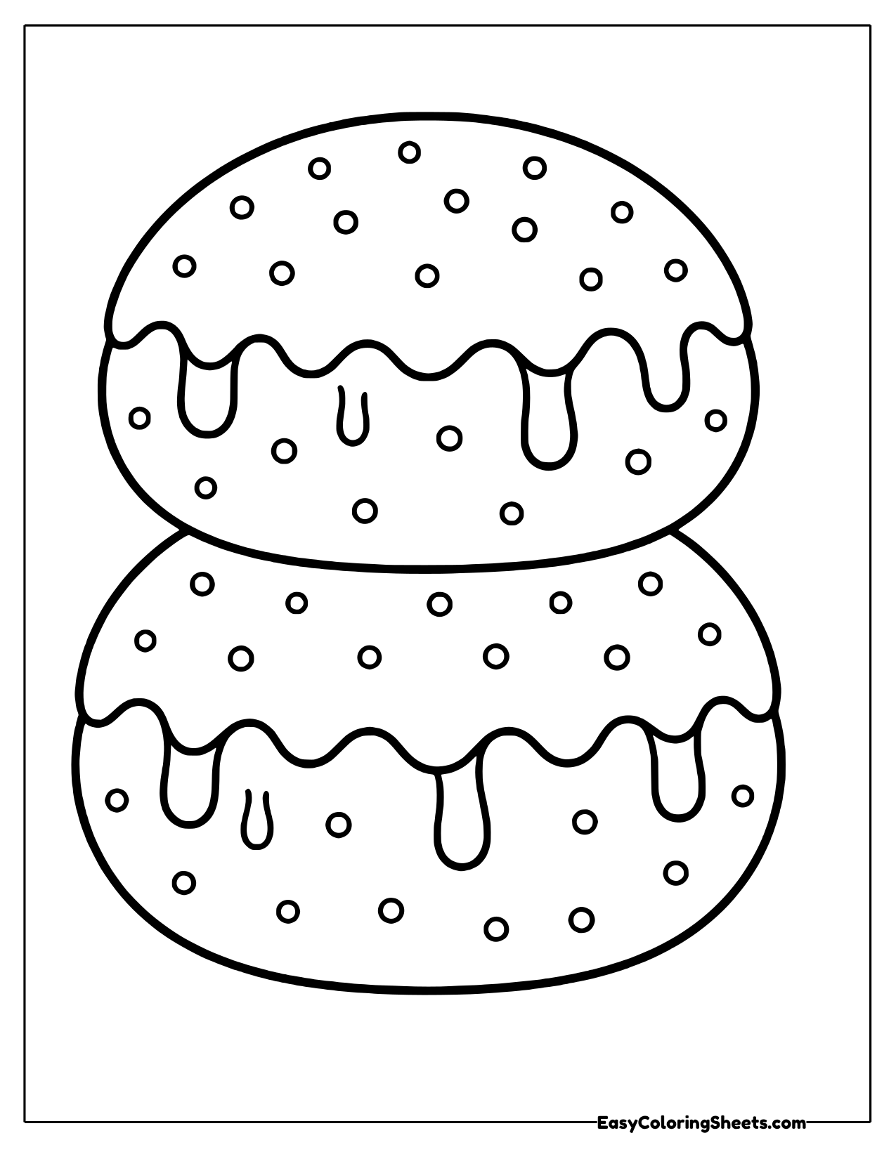 Two plump sufganiyot jelly doughnuts are stacked one on top of the other, each dripping with sweet glaze and dotted with.