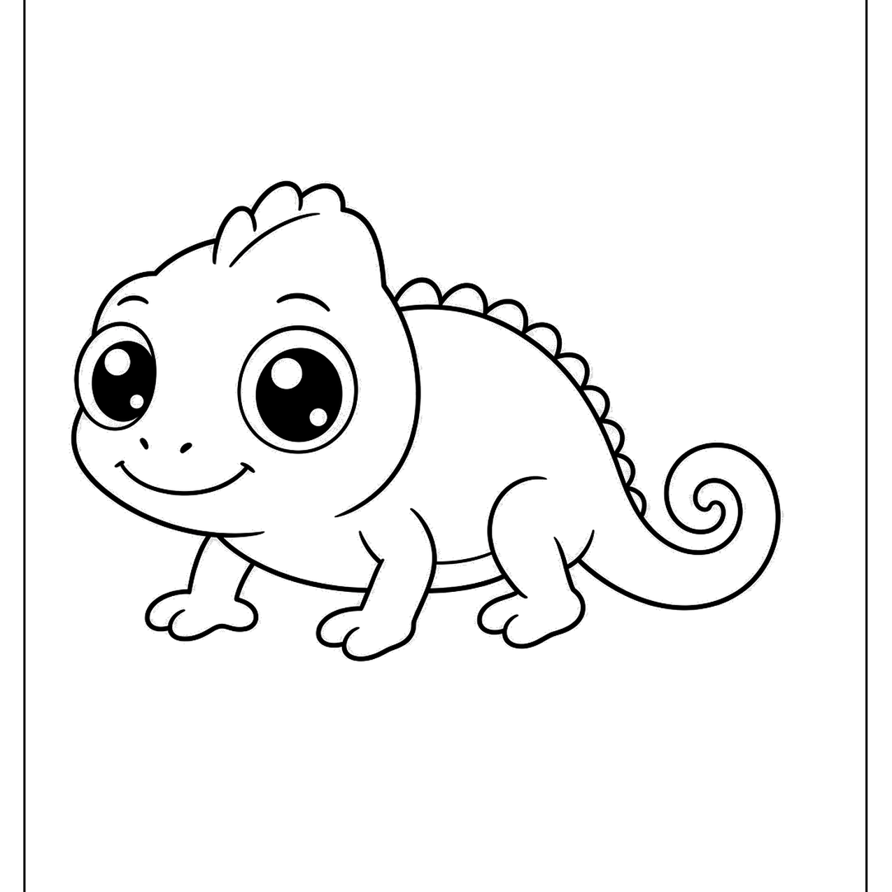 Baby chameleon with a curled tail