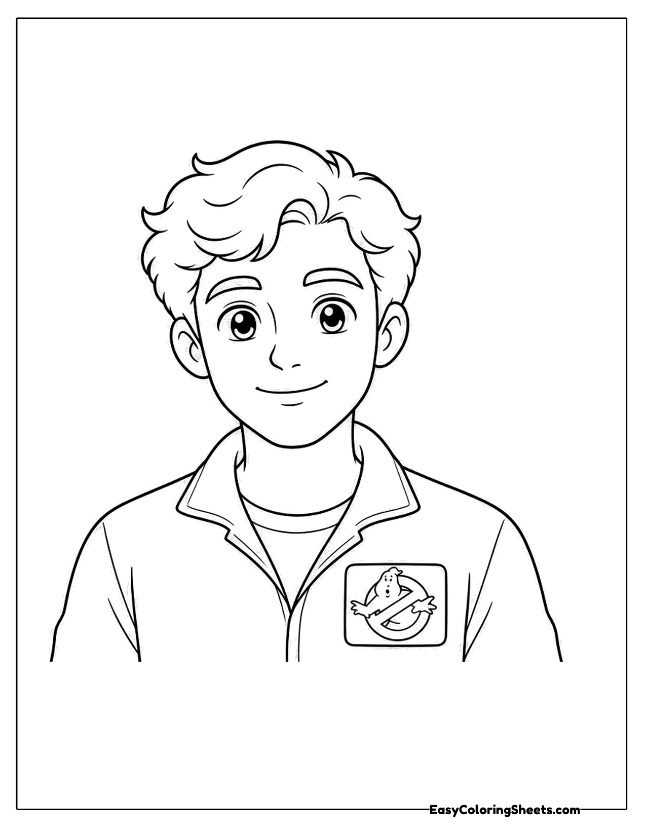 Portrait of a man in a work jumpsuit with a badge patch