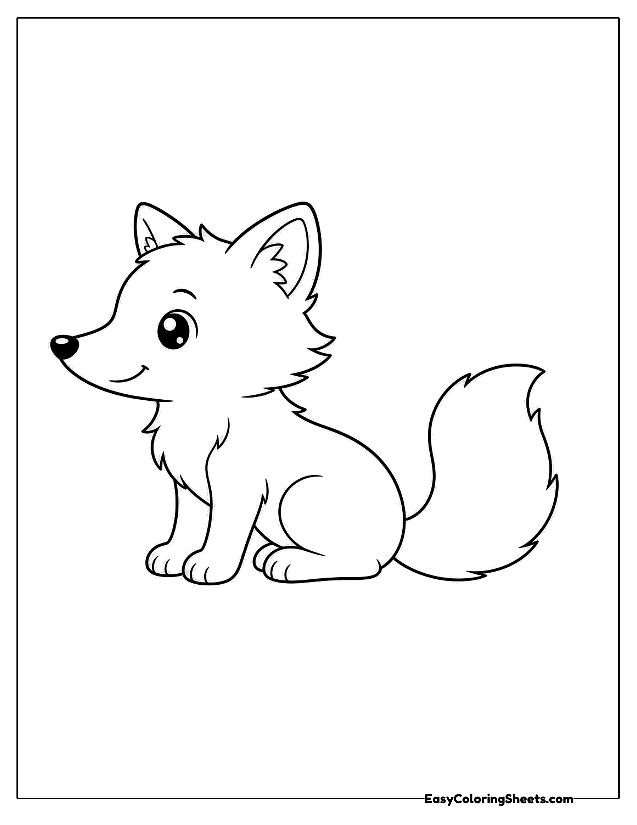 Fox sitting in profile with a long pointed snout