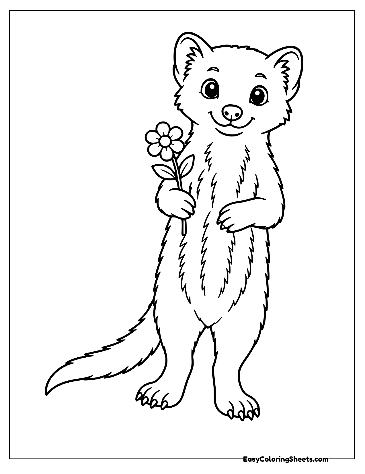 Mongoose standing and holding a flower stem