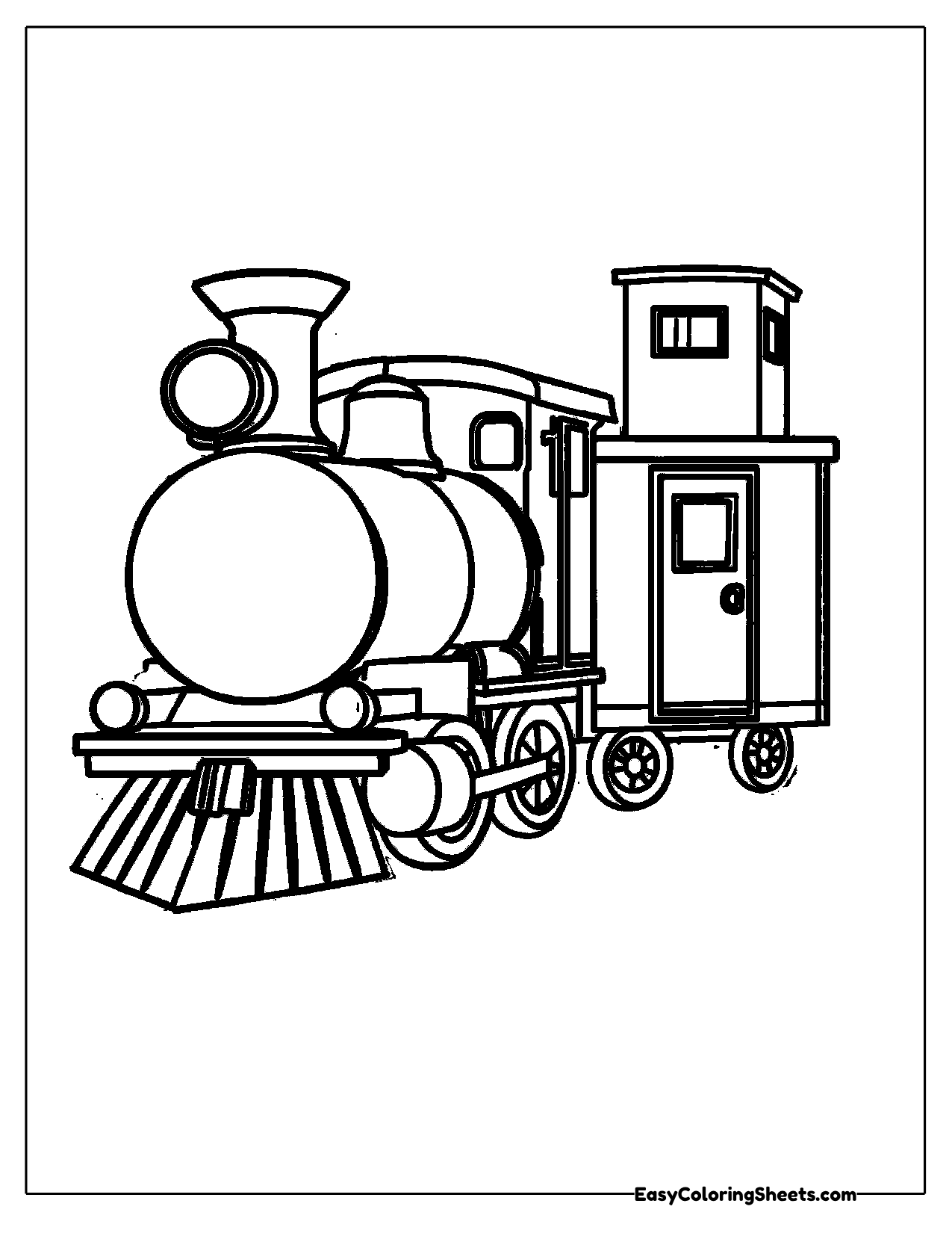 Steam engine coupled to a caboose