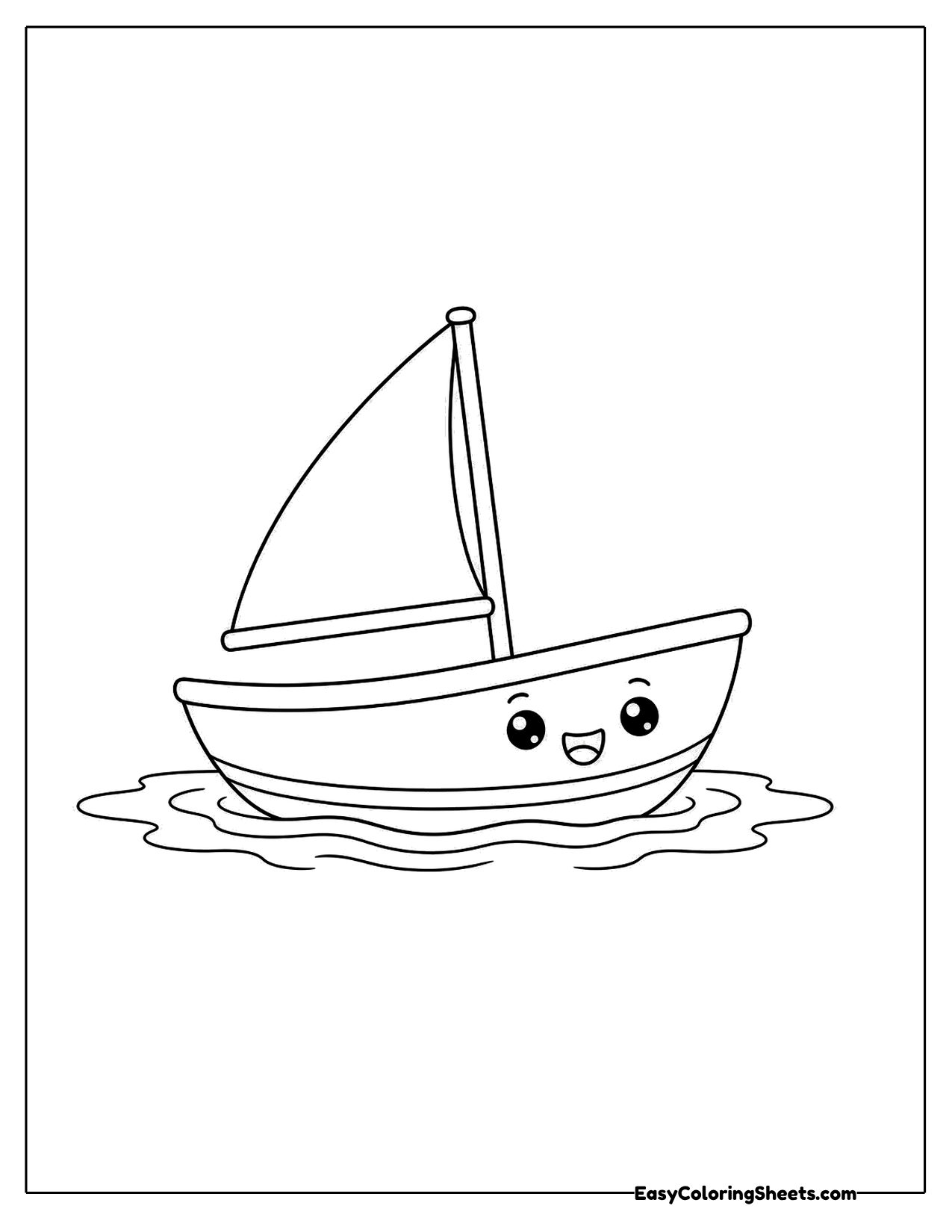 Sailboat drifting on calm water