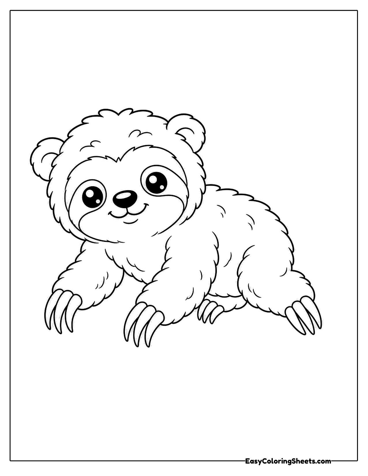 Baby sloth crawling with long claws