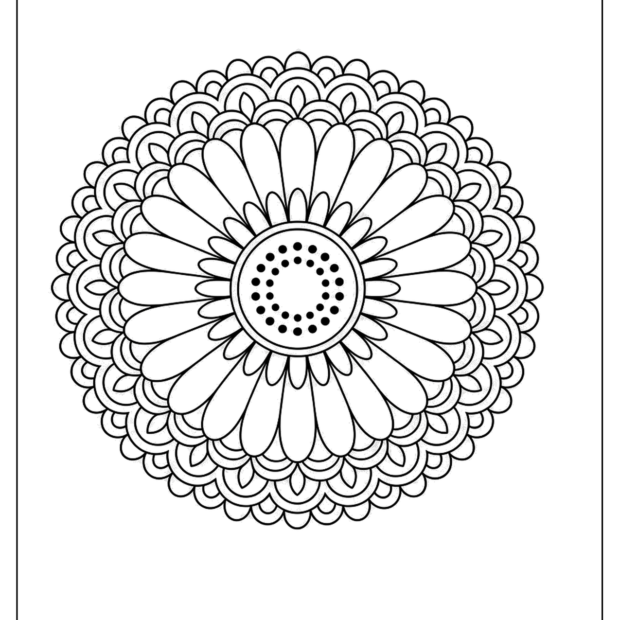 Daisy mandala with rings of fine petals