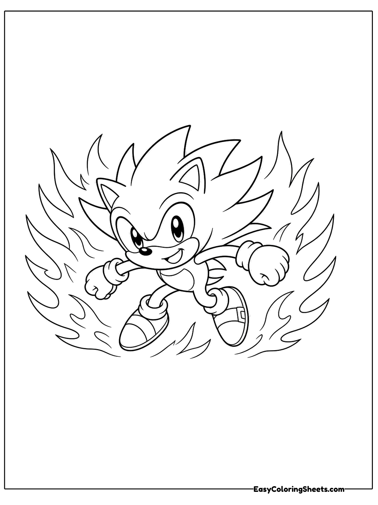 A speedy hedgehog charges forward surrounded by a burst of flame like energy lines.