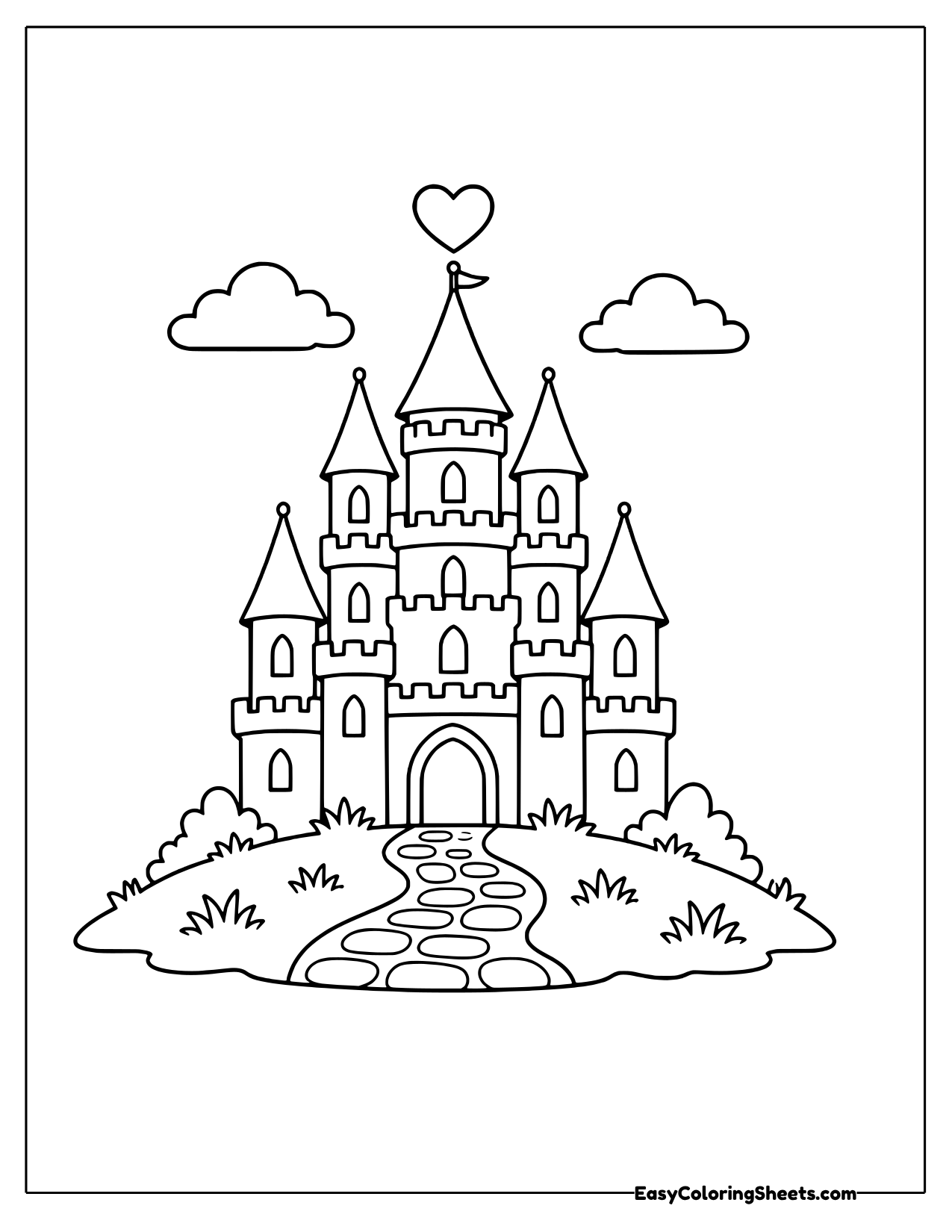 Fairy tale castle with many stacked spires