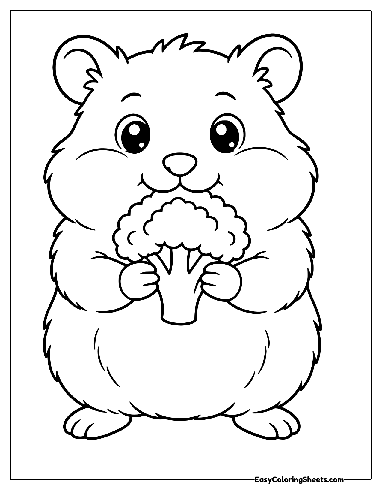 Hamster holding a floret of broccoli