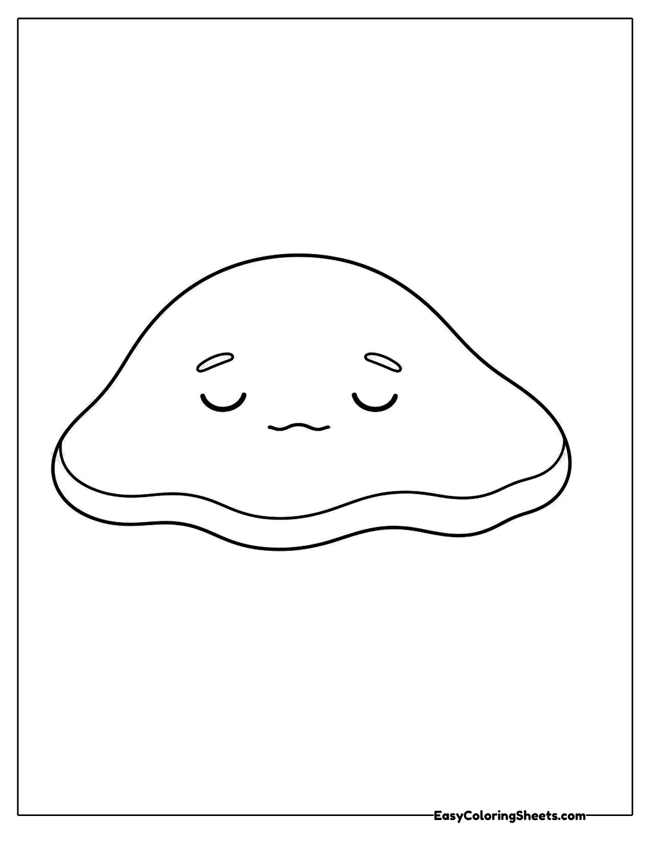 Flat sleepy yolk blob with closed eyes