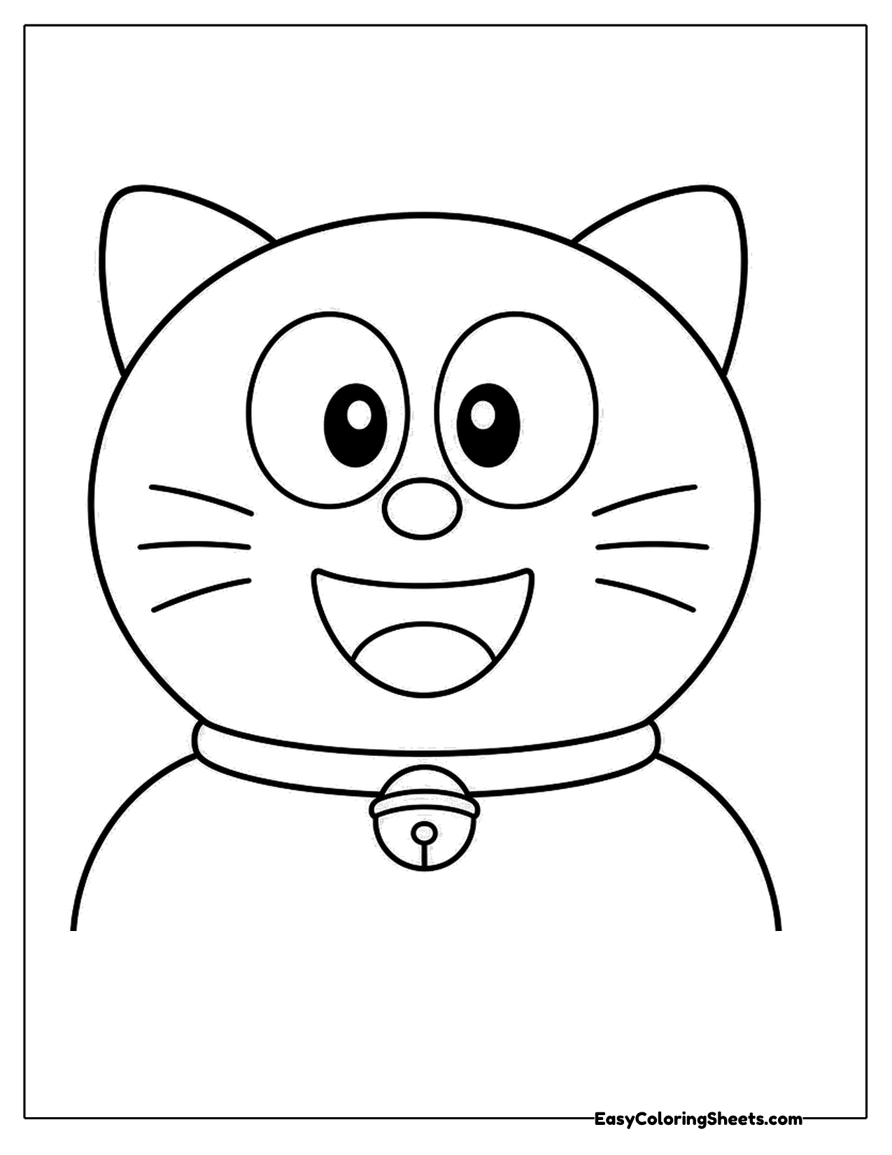 Round robot cat face with a bell collar