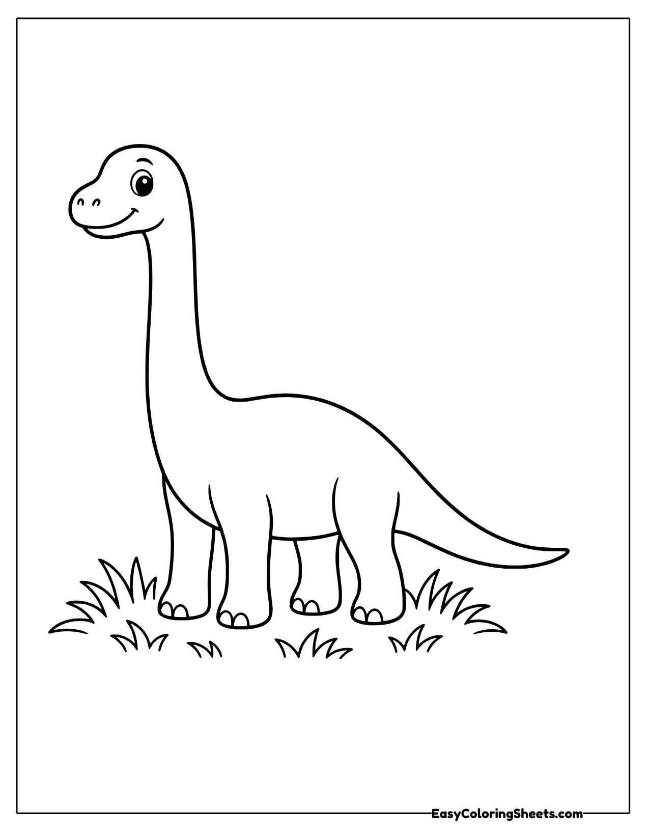 Brachiosaurus with its neck up on the grass