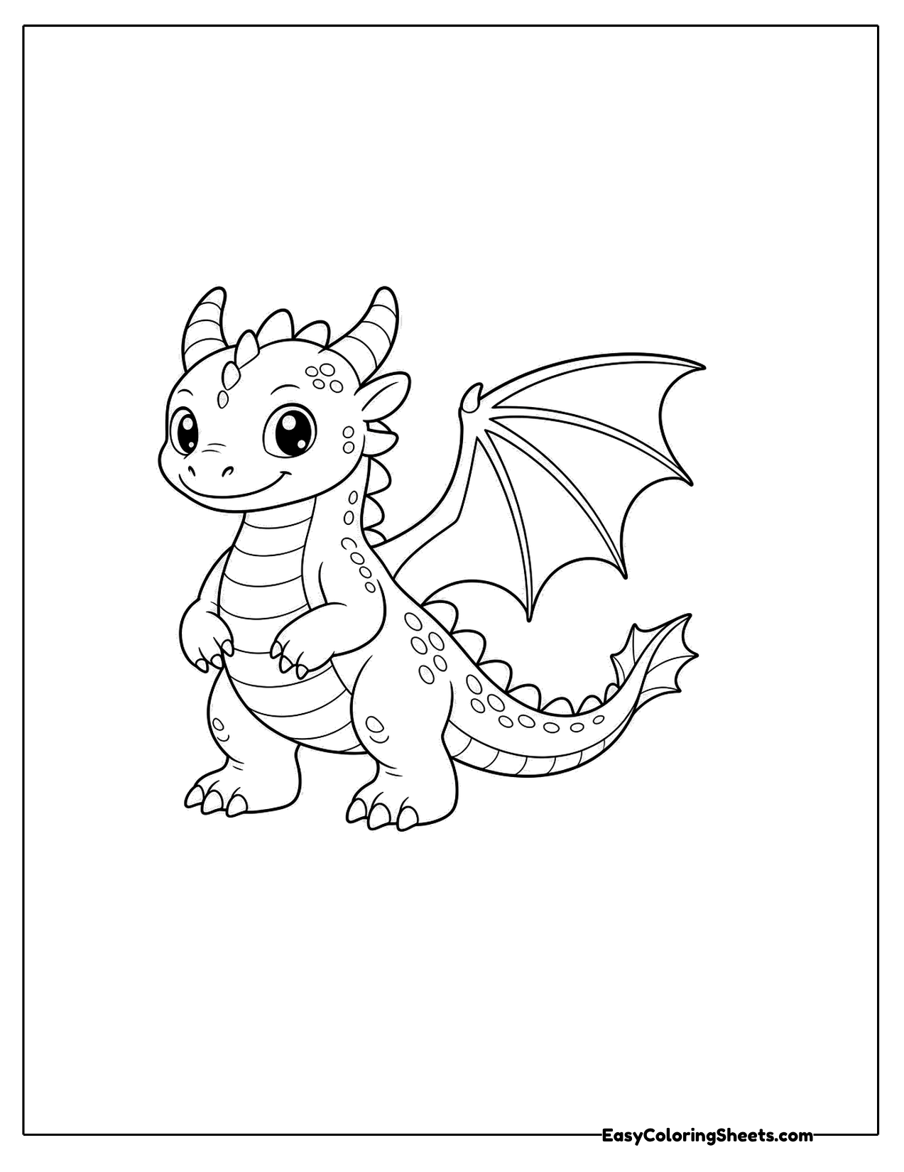 Standing dragon with raised wings