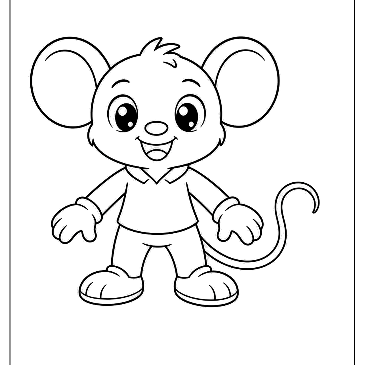 Cute cartoon mouse with round ears