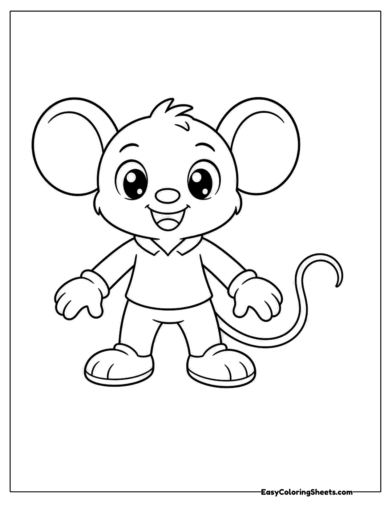 Cute cartoon mouse with round ears
