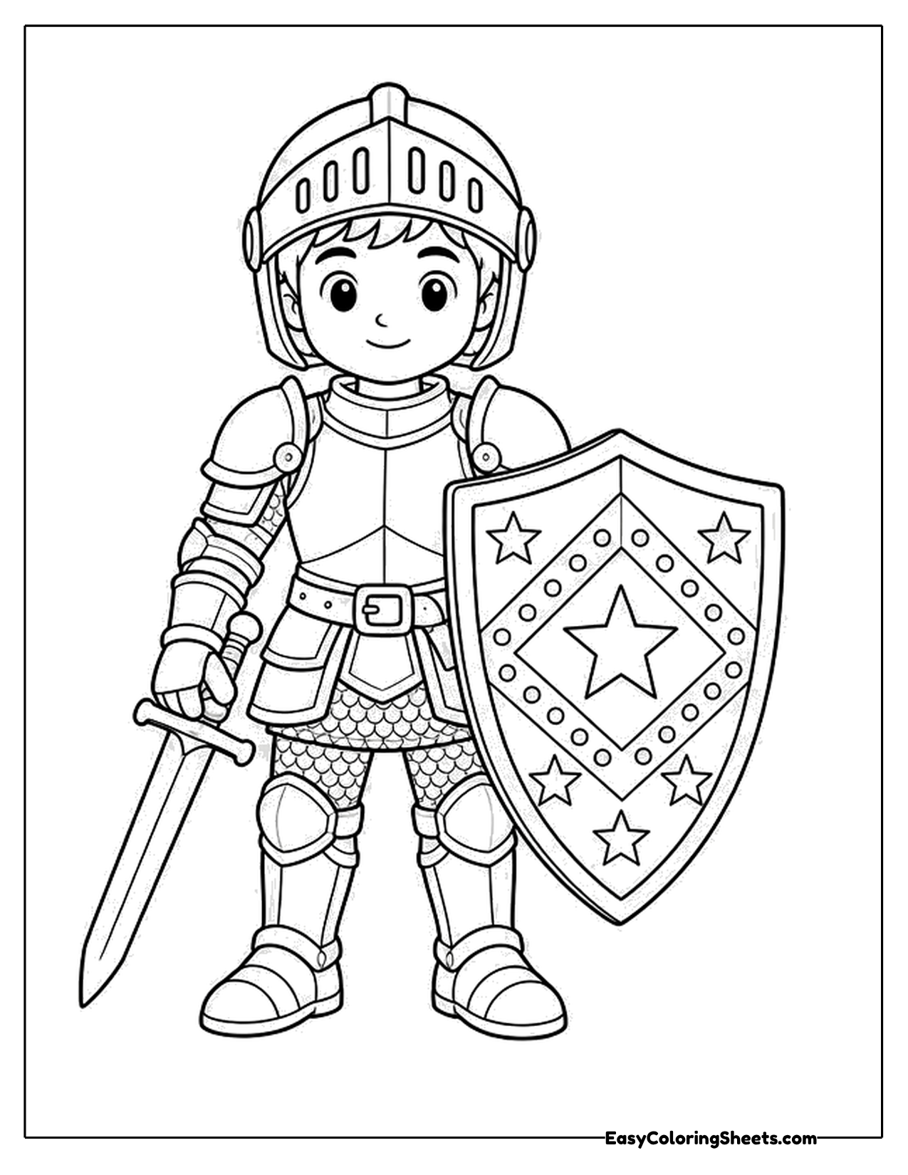 Knight holding a sword and a star shield