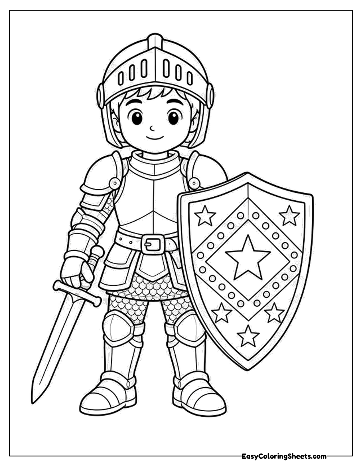 Knight holding a sword and a star shield