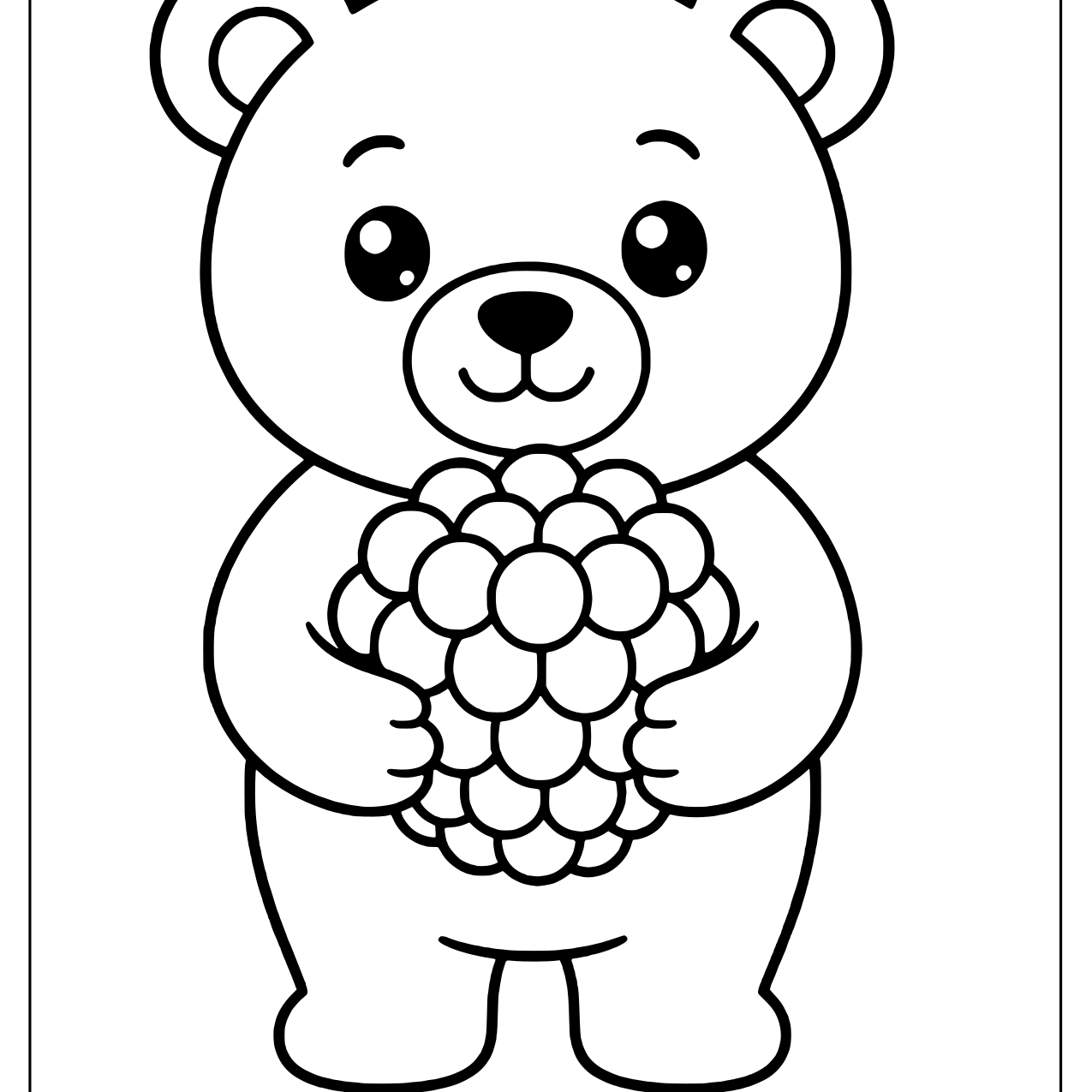 Bear cub holding a giant bumpy raspberry