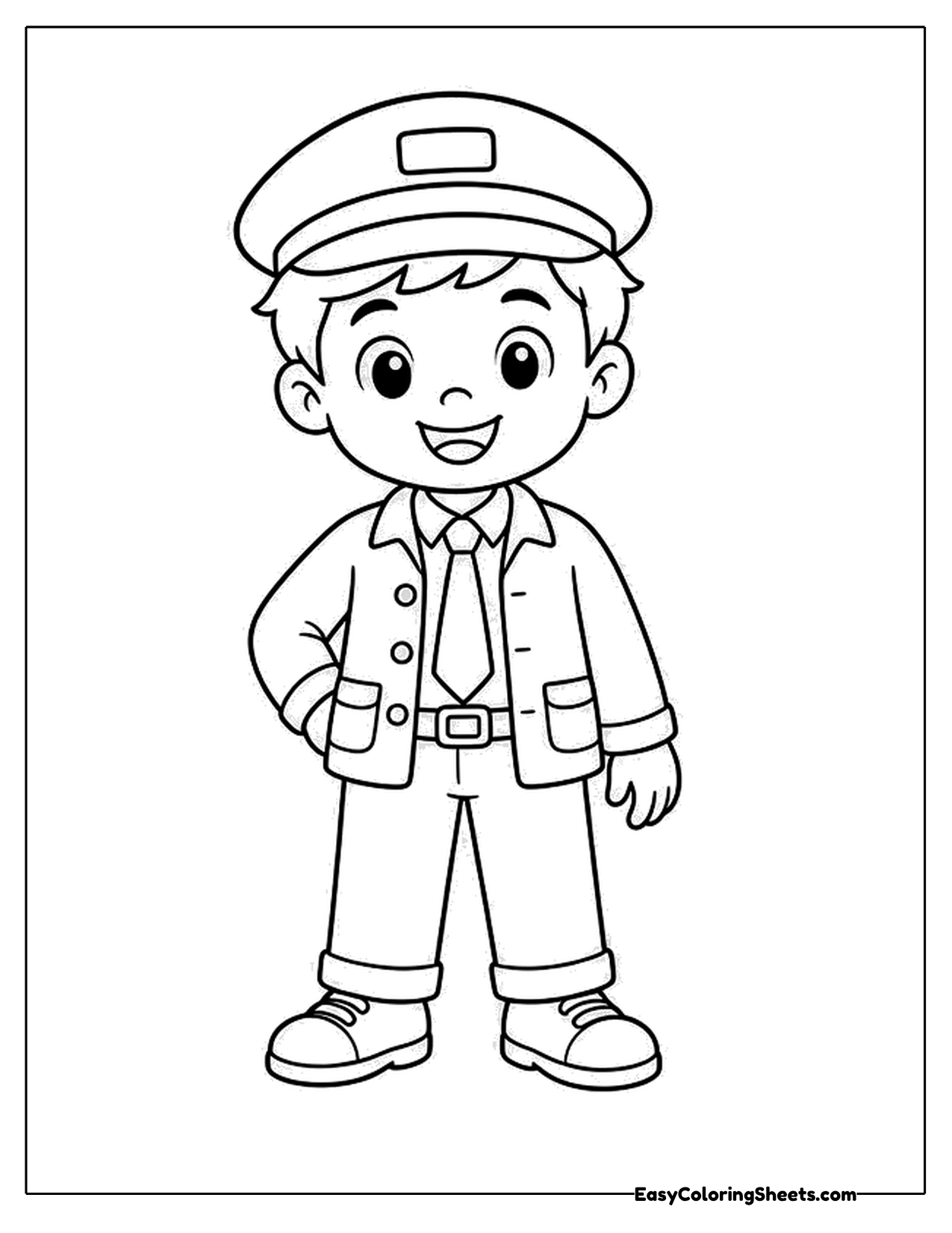 Smiling pilot in uniform standing