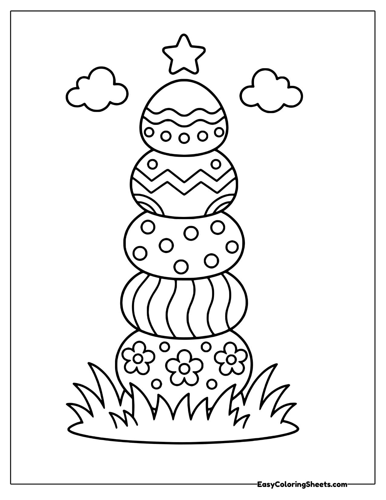 Stack of five Easter eggs