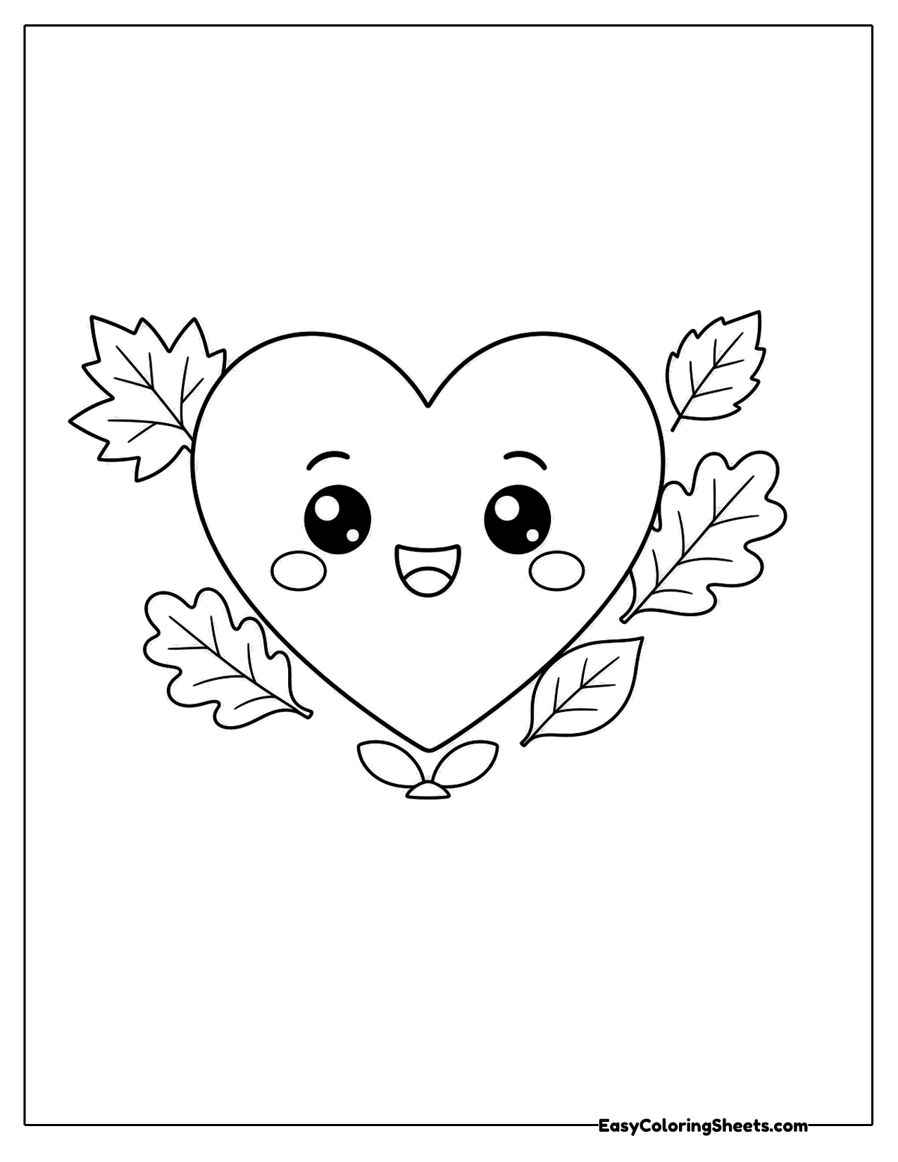 Smiling heart surrounded by autumn leaves