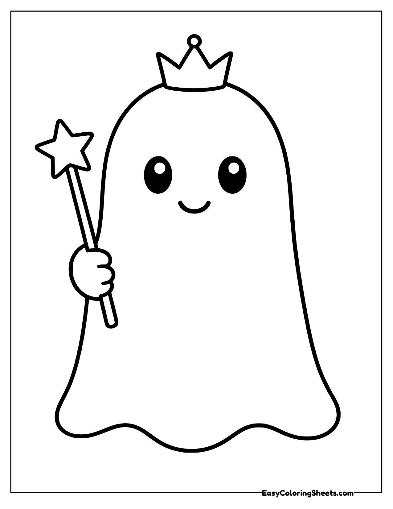 Ghost template wearing a crown and holding a star-tipped wand