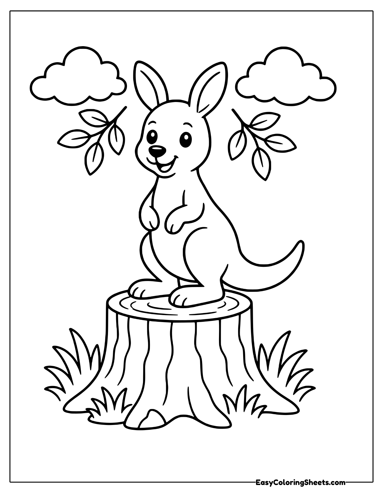 Kangaroo standing on a tree stump