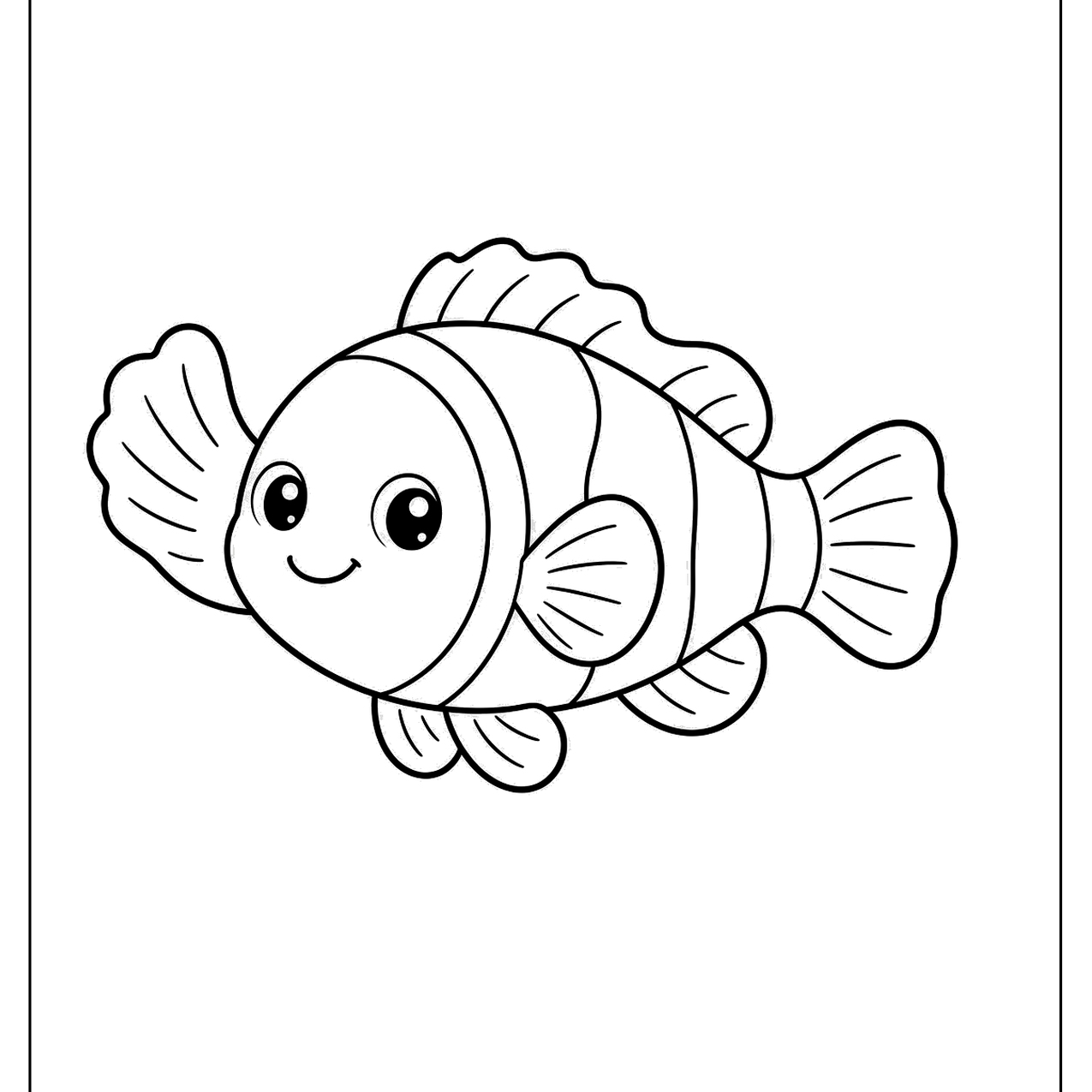 Cartoon clownfish character with big round eyes