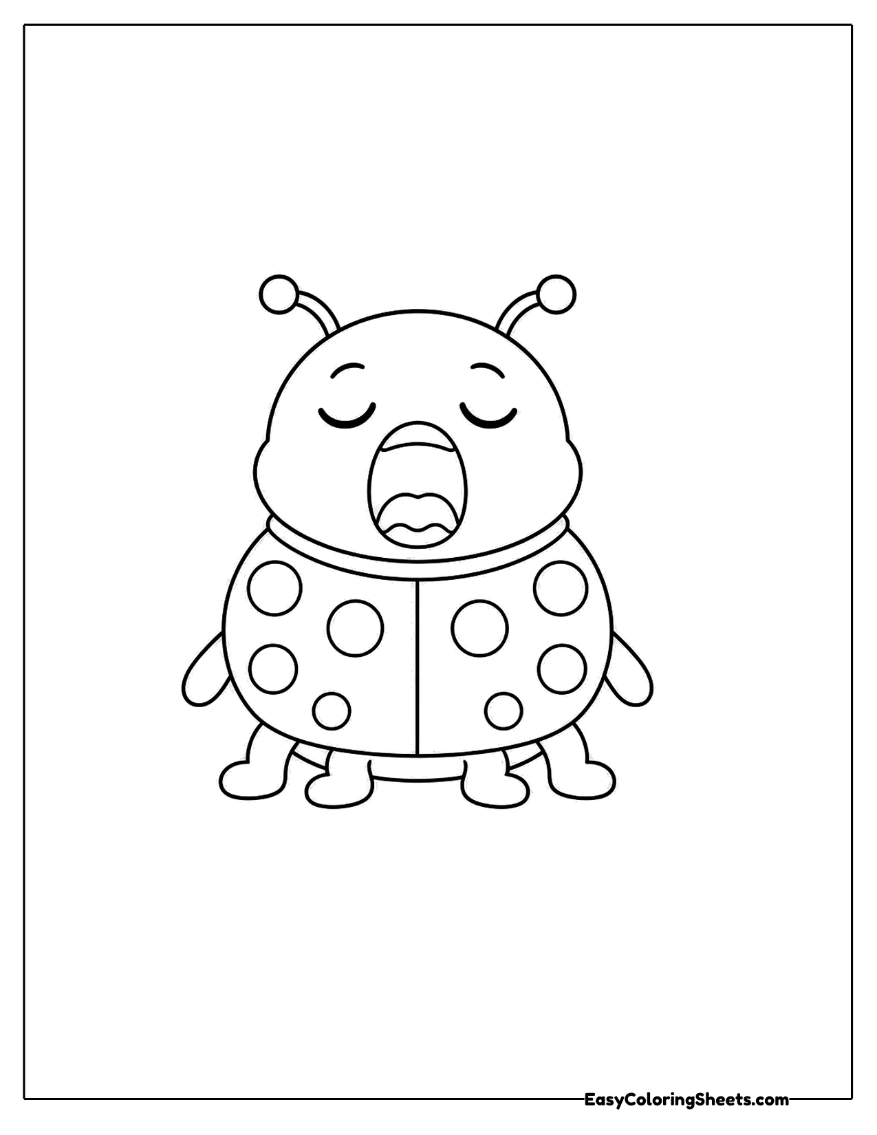 Yawning ladybug ready for a nap
