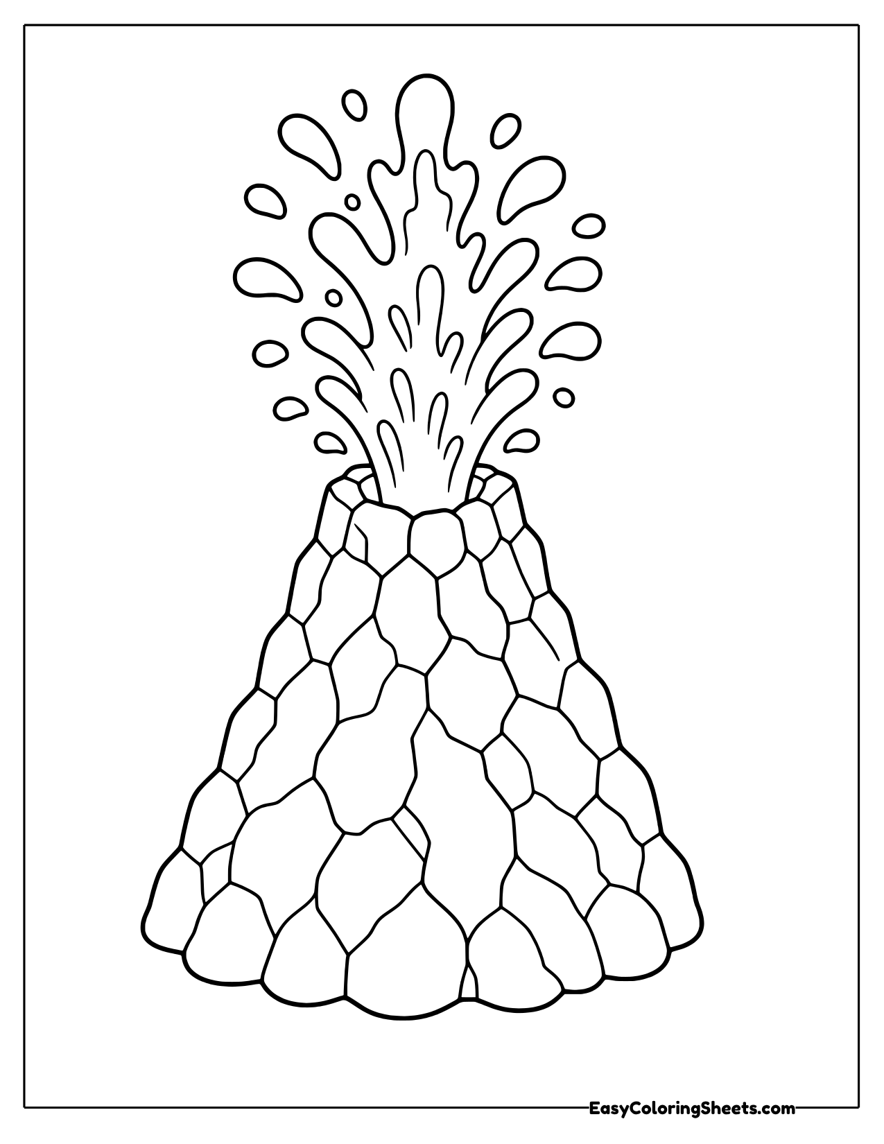 Tall boulder volcano shooting a fountain of lava droplets