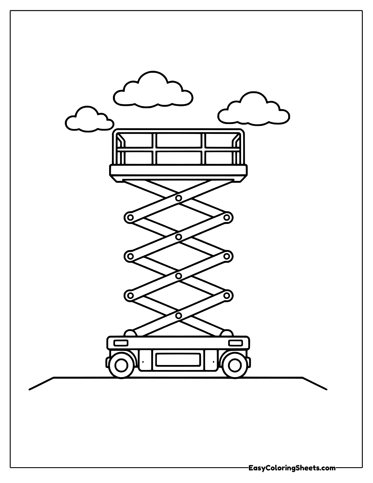 Scissor lift raised high