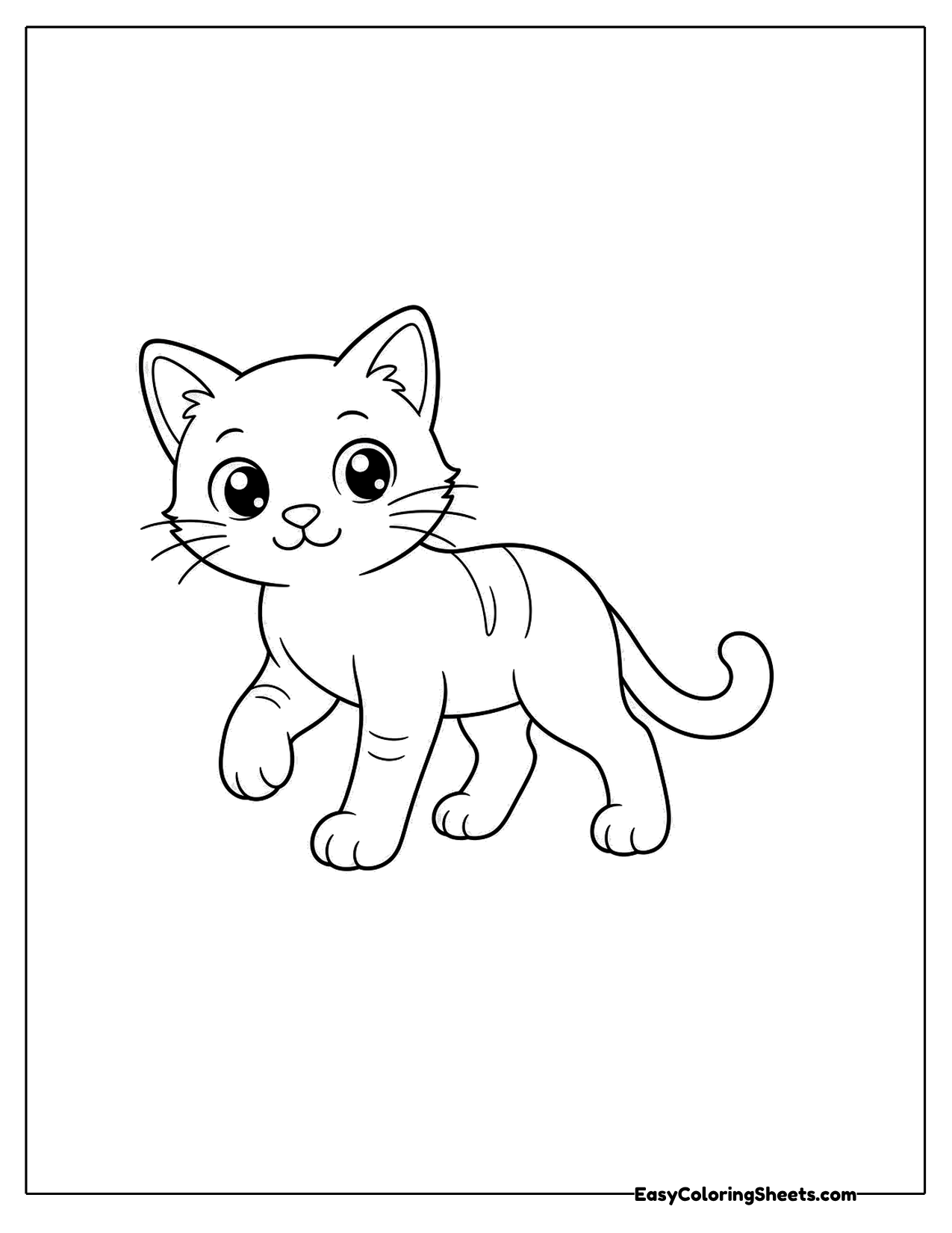 Kitten walking mid step