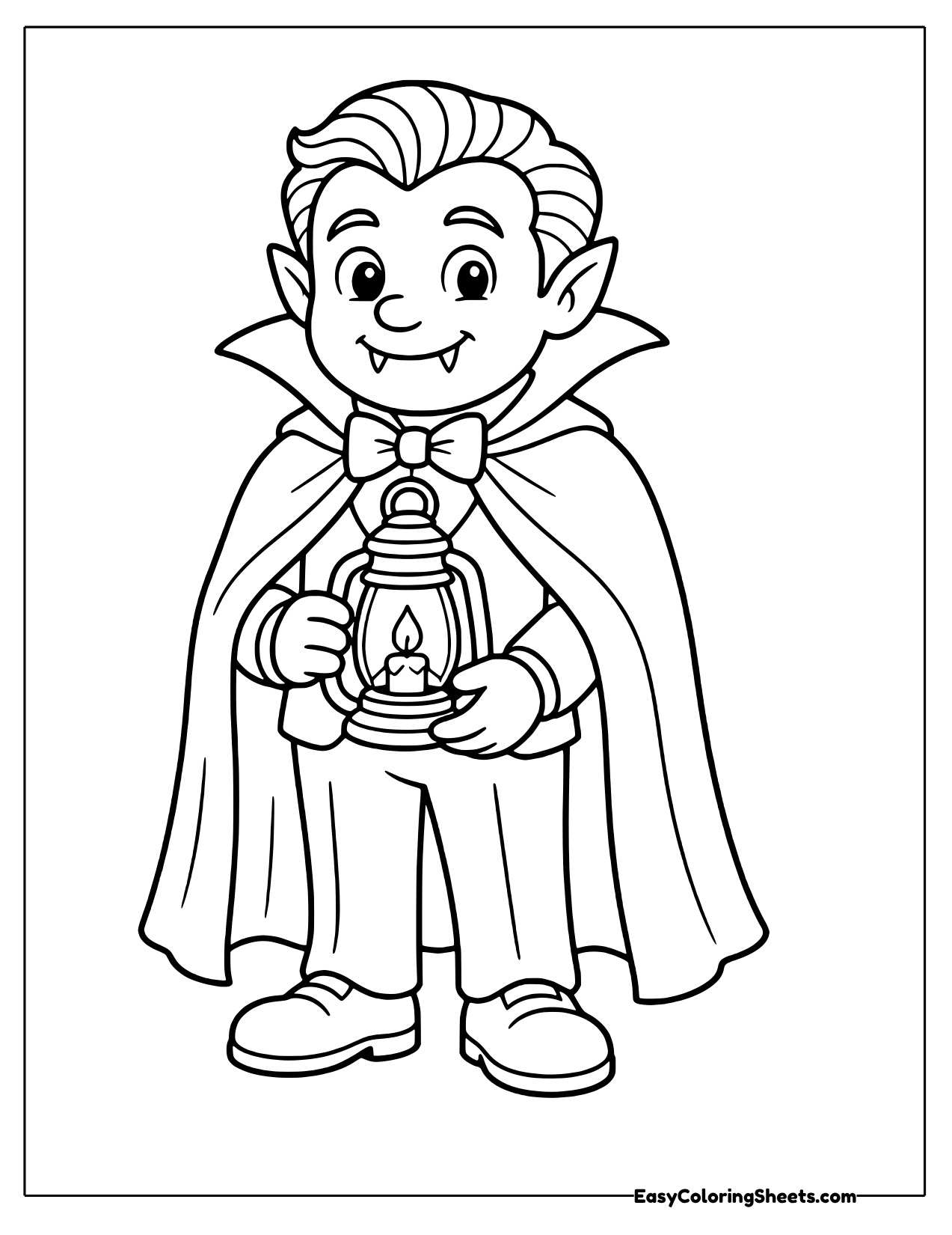 Vampire boy carrying a candle lantern