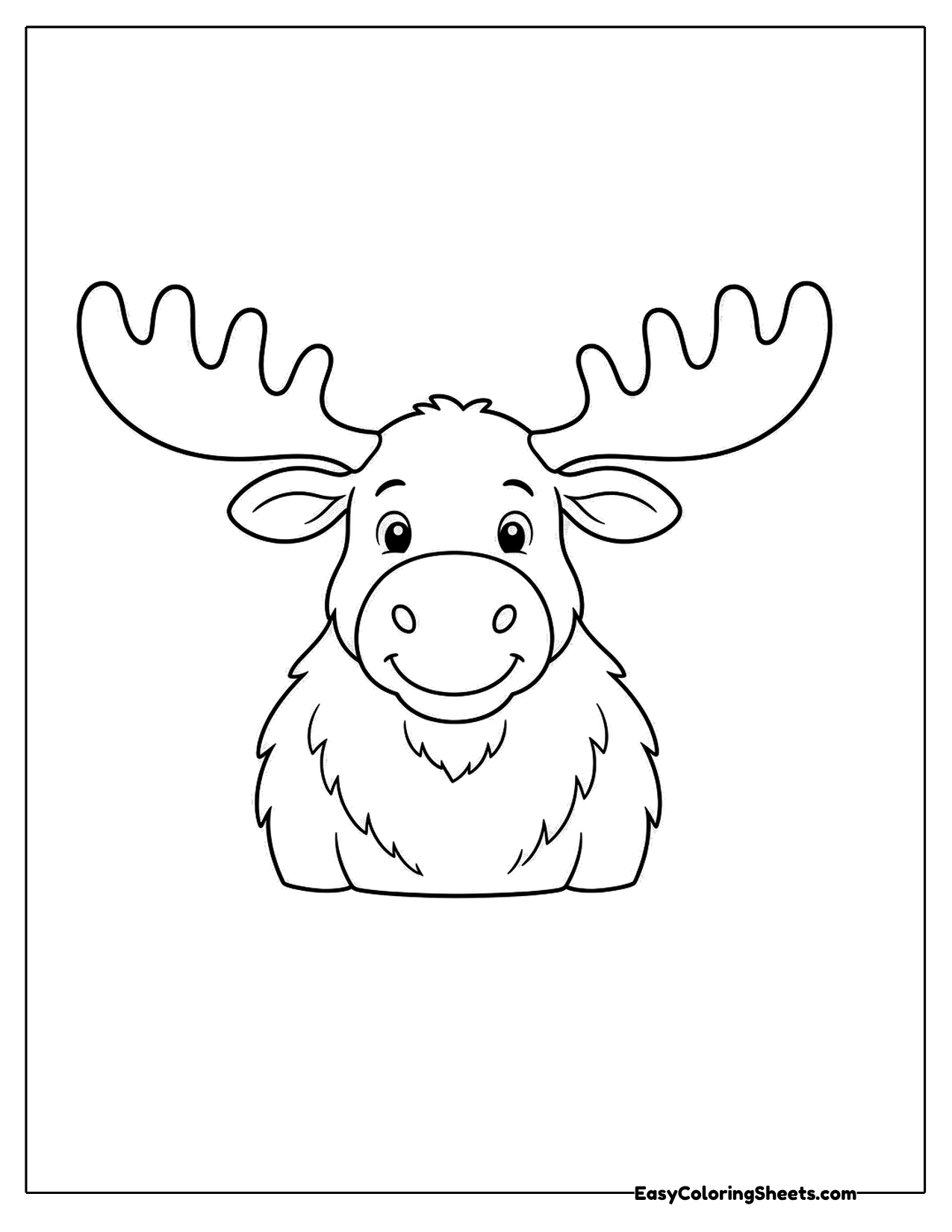Fluffy moose head and shoulders with antlers