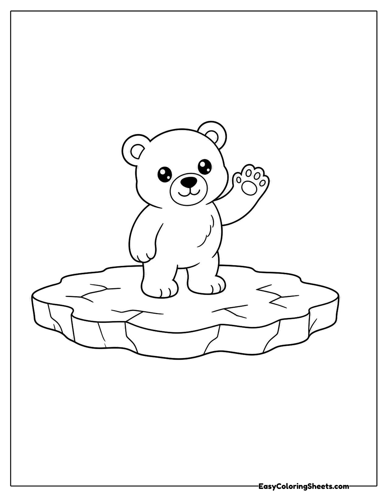 Polar bear waving on an ice floe