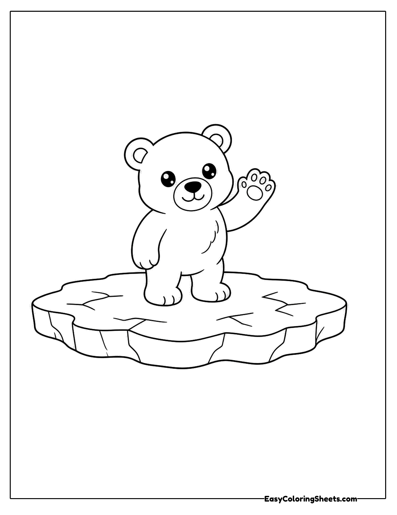 Polar bear waving on an ice floe