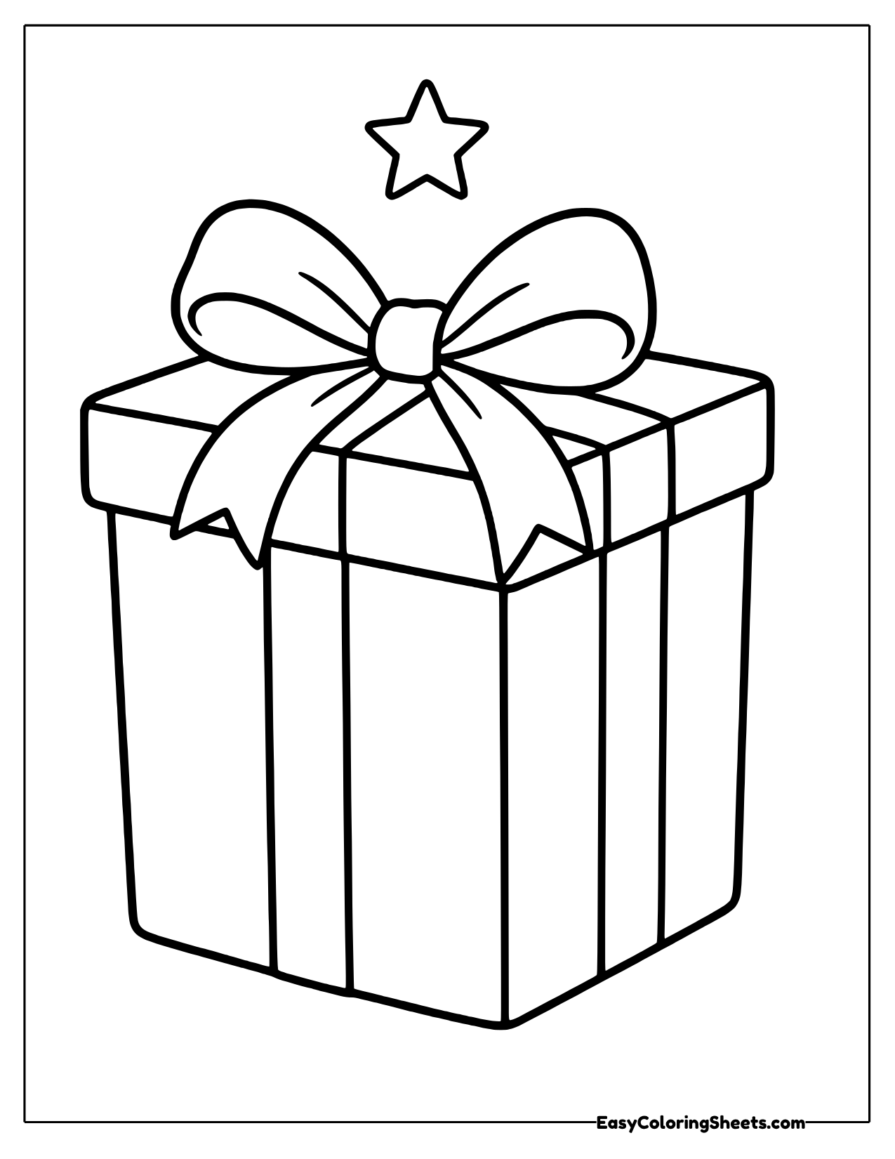 Present with a tilted lid and a big bow