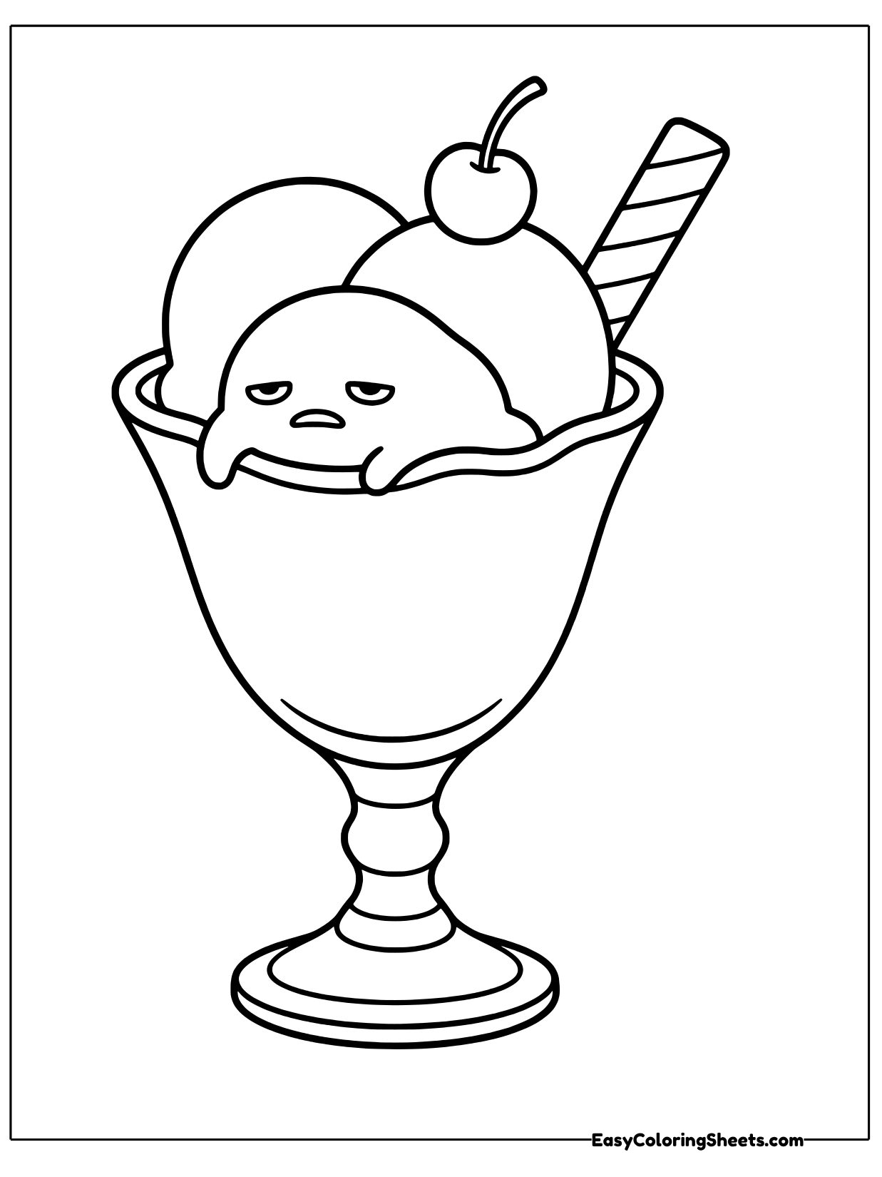Gudetama has found the comfiest spot ever in this sweet coloring sheet.