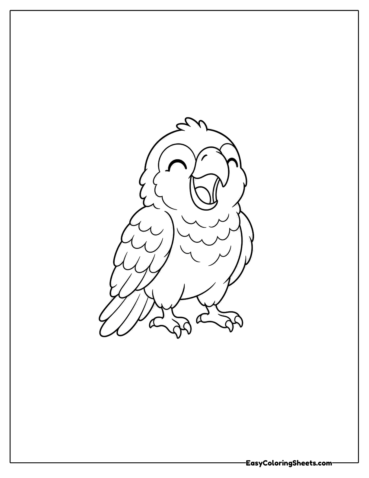 Laughing parrot with eyes closed