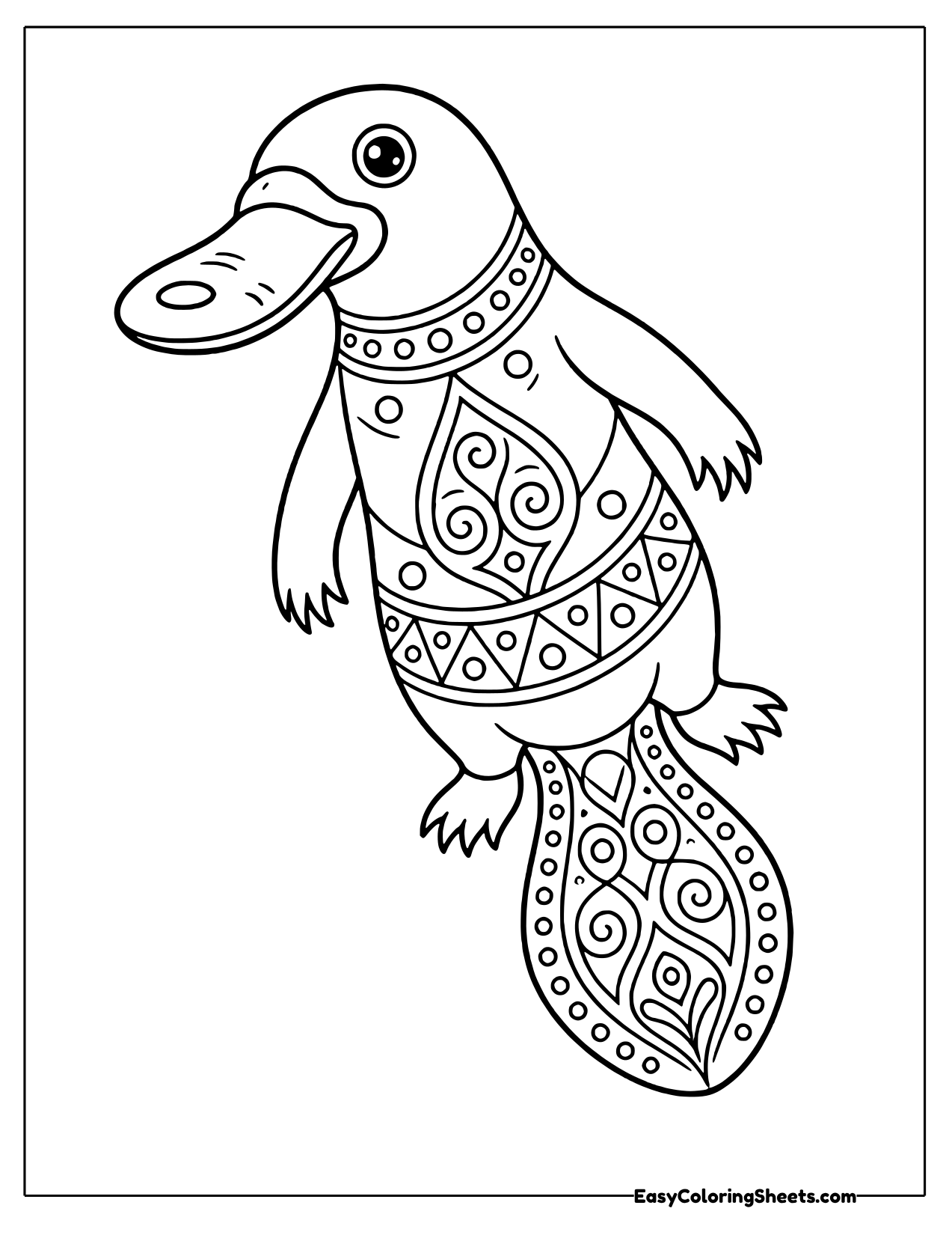Platypus filled with patterns standing