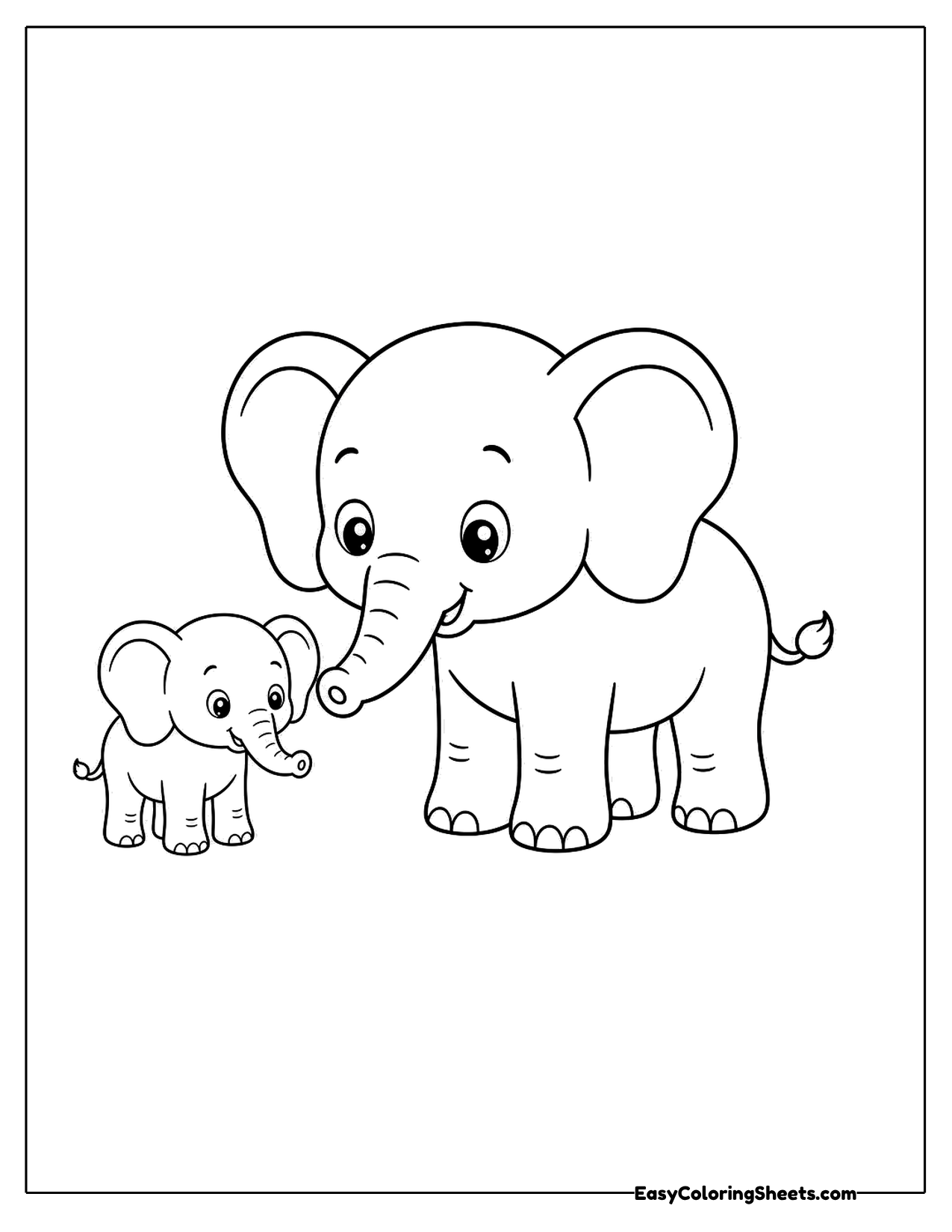 Elephant mother with her calf